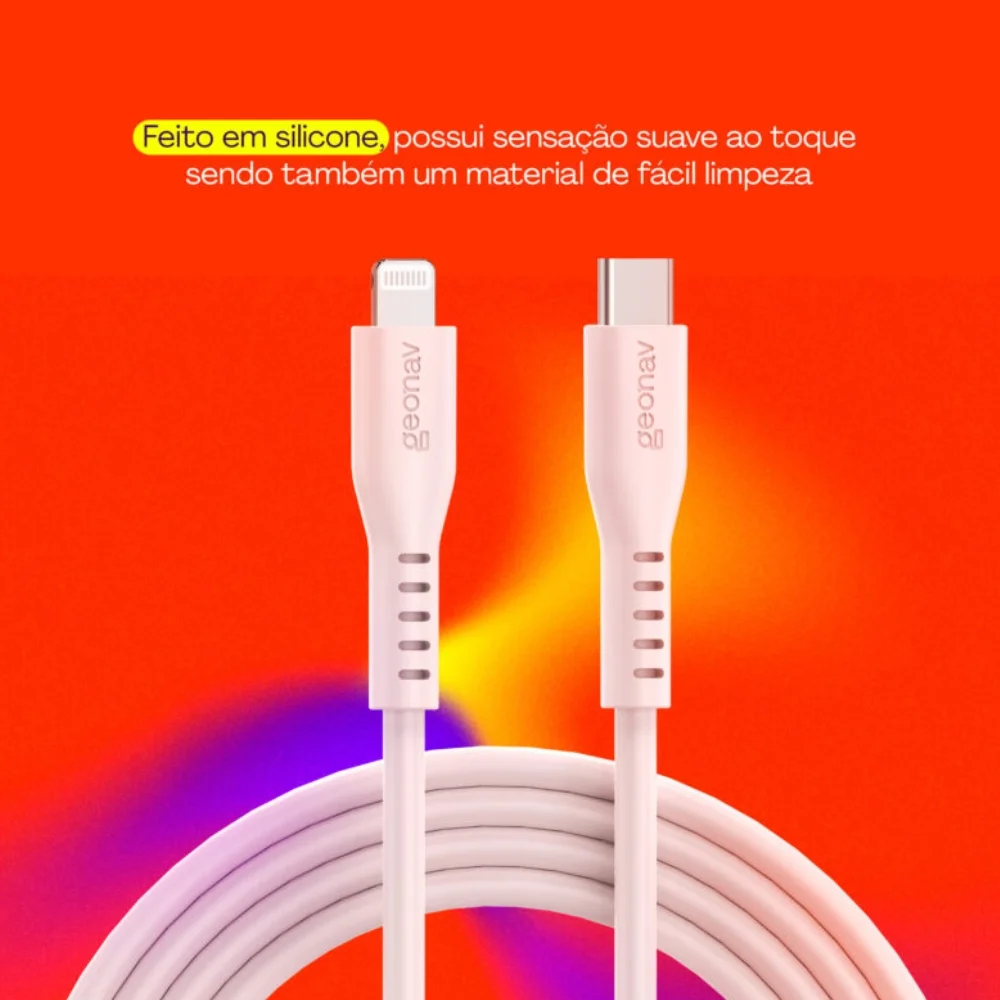 Imagem 5 de 5 do produto Cabo Usb-c Para Lightning Mfi Em Silicone 1,5m Geonav