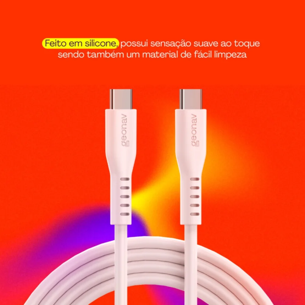 Imagem 2 de 5 do produto Cabo Usb-c Para Usb-c 2.0 Em Silicone 1,5m Geonav