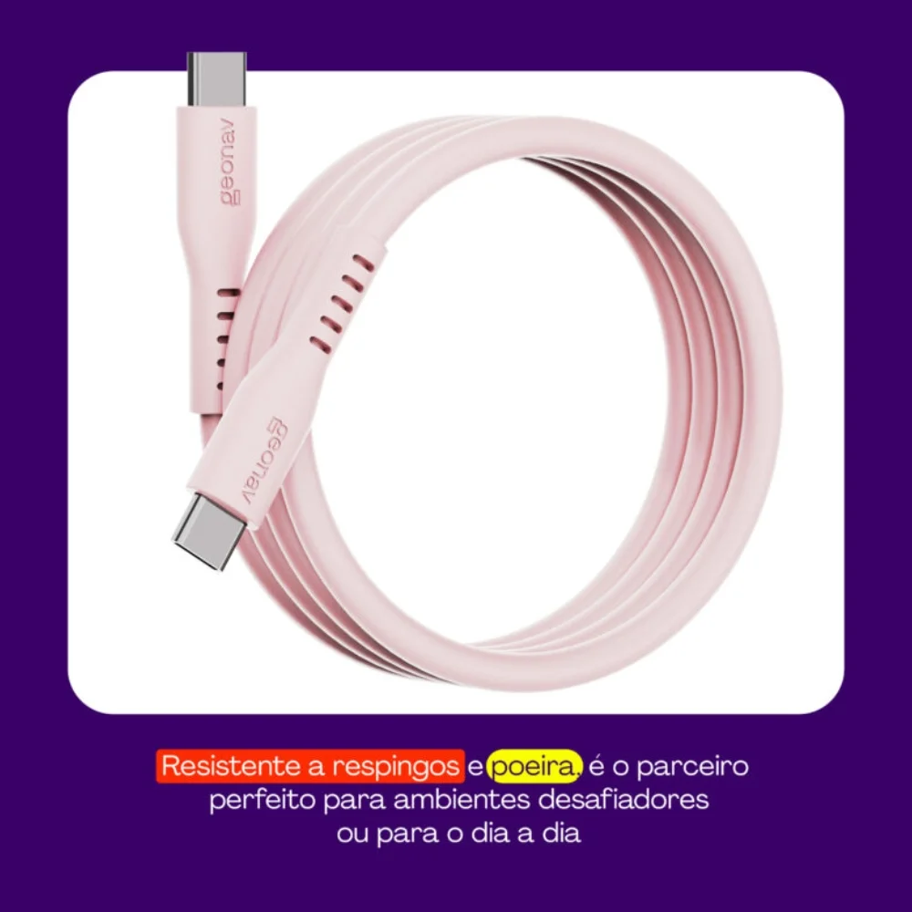 Imagem 3 de 5 do produto Cabo Usb-c Para Usb-c 2.0 Em Silicone 1,5m Geonav
