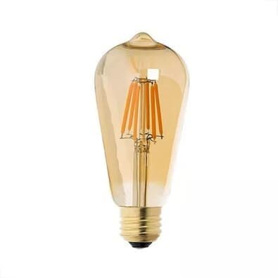 Lampada Filamento LED St64 Retro Vintage E27 Bivolt Ambar Branco Quente