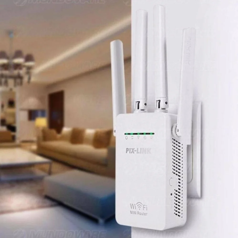 Imagem 2 de 4 do produto Repetidor de Sinal Wifi Longo Alcance com 4 Antenas 300 Mbps Cor Branco