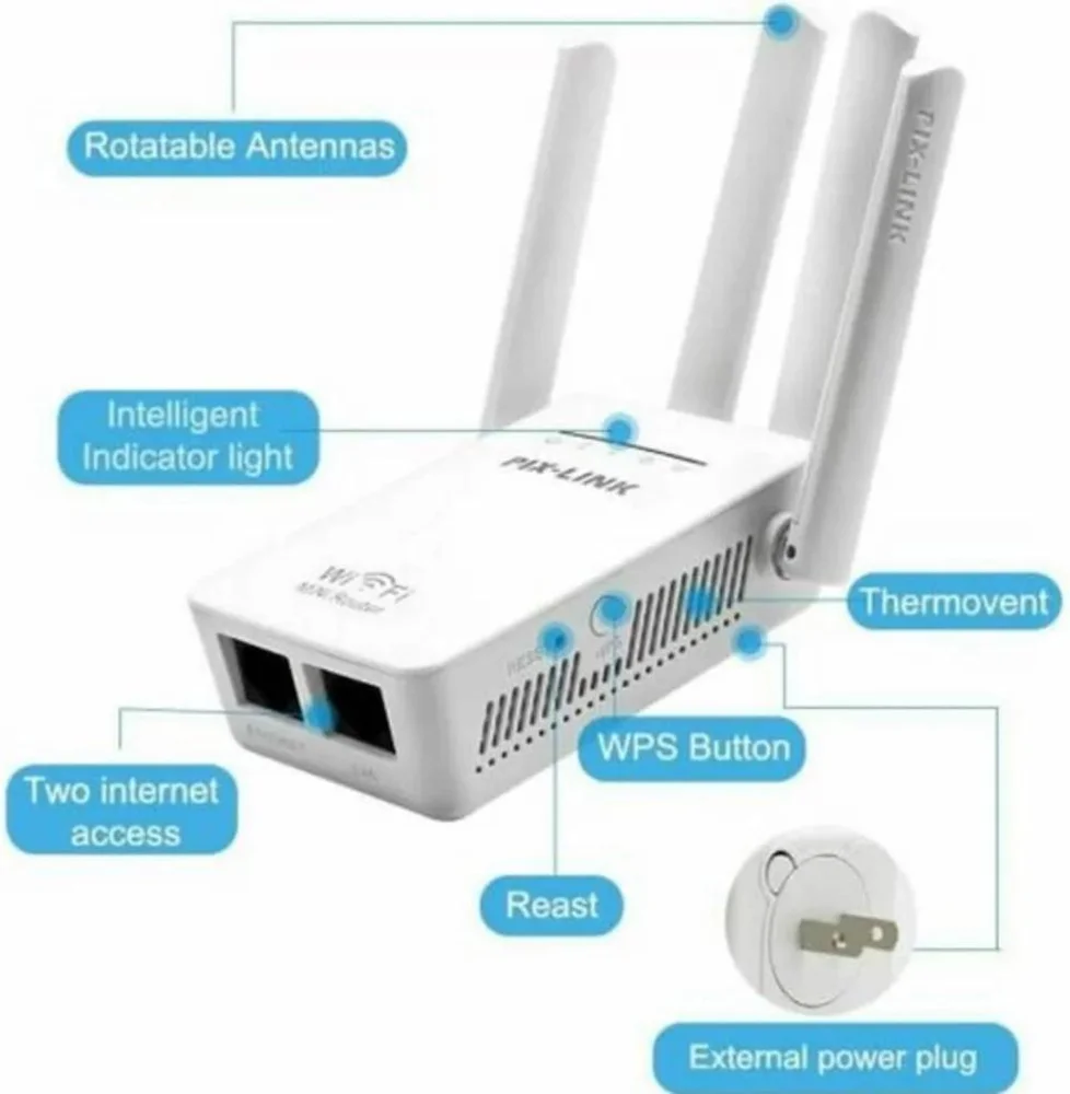 Imagem 4 de 4 do produto Repetidor de Sinal Wifi Longo Alcance com 4 Antenas 300 Mbps Cor Branco