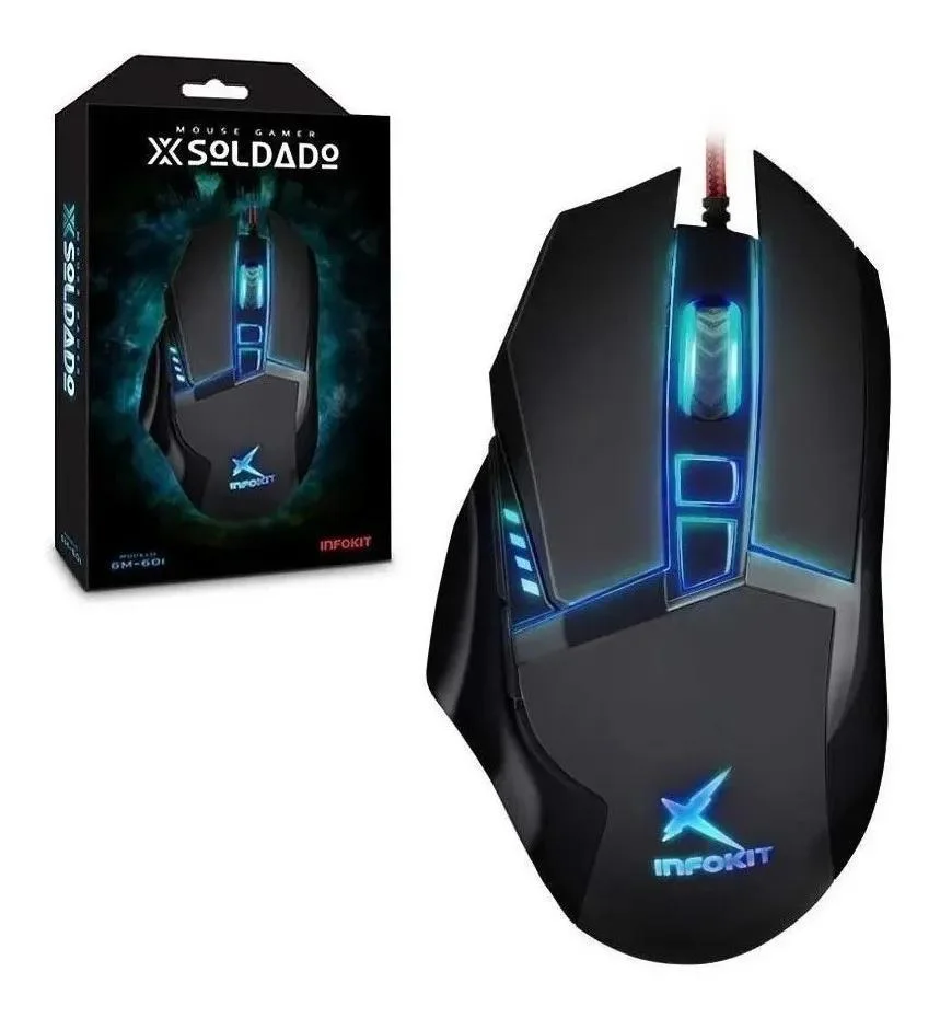 Imagem 3 de 4 do produto Mouse Gamer Usb Com LED RGB X-soldado Infokit Gm-601