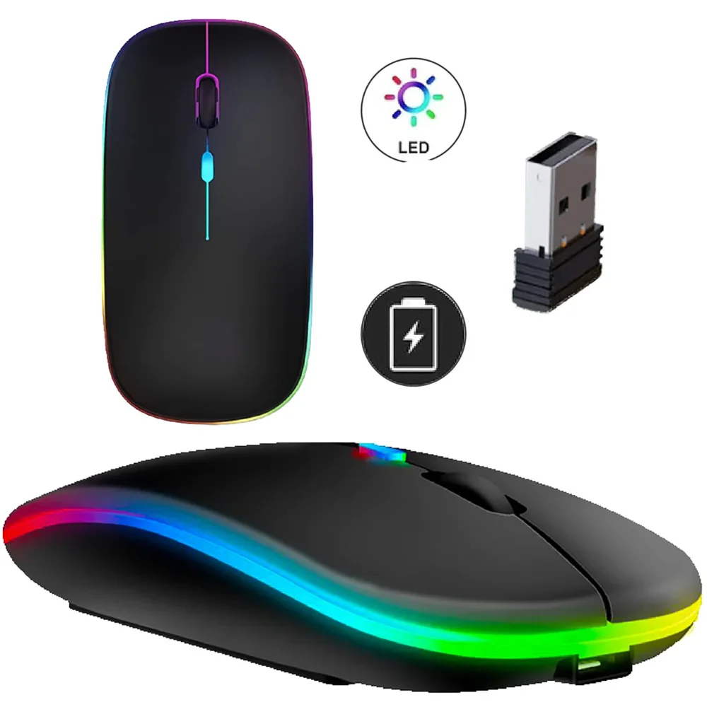 Imagem 3 de 5 do produto Mouse Sem Fio Recarregável Bateria Interna Slim 1600 Dpi