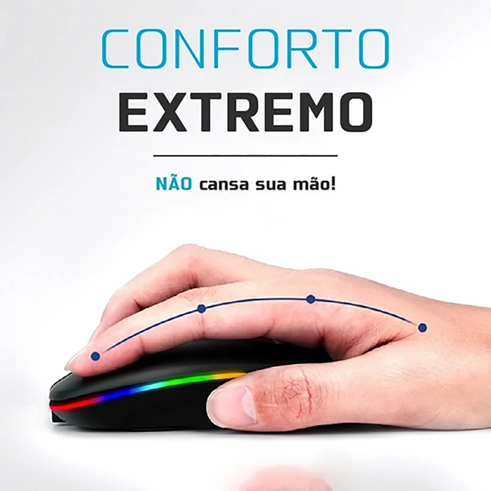 Imagem 4 de 5 do produto Mouse Sem Fio Recarregável Bateria Interna Slim 1600 Dpi