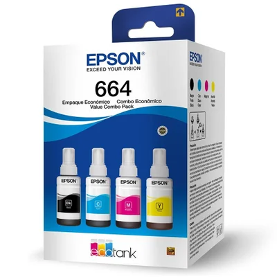 Kit 04 Tinta Refil T664 Para L120 L1300 L395 L396 L355 L555 L365 L355
