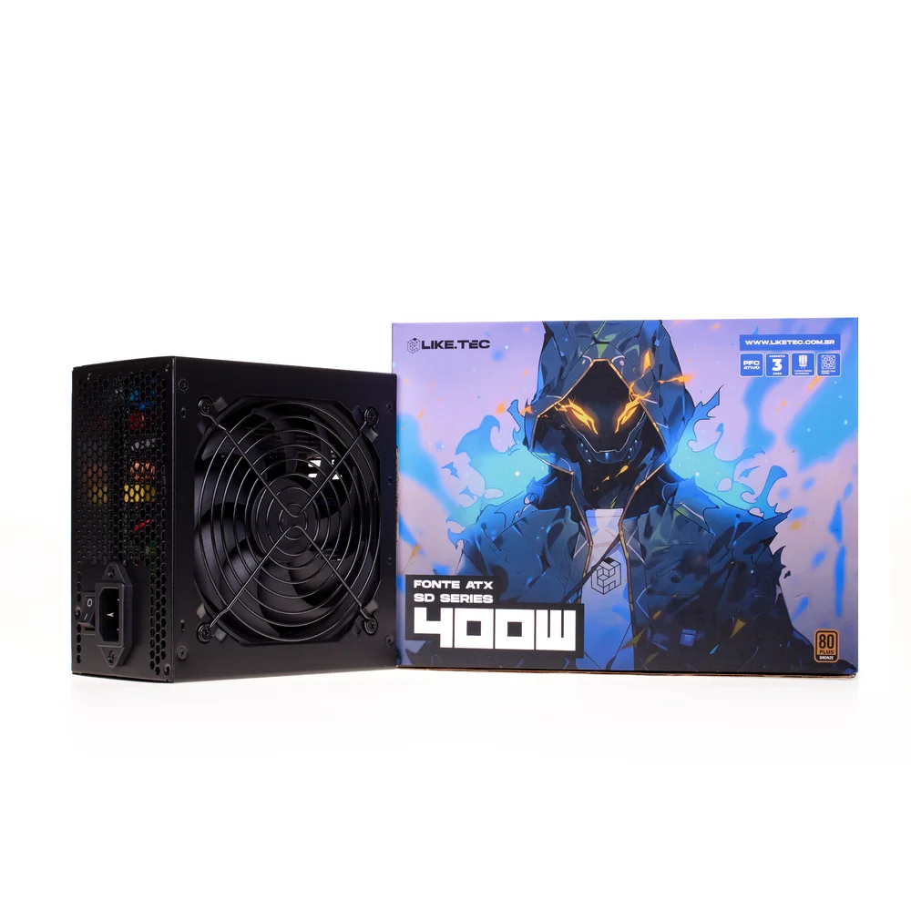 Fonte Liketec Steel Diamond 400w 80 Plus Bronze Pfc Ativo