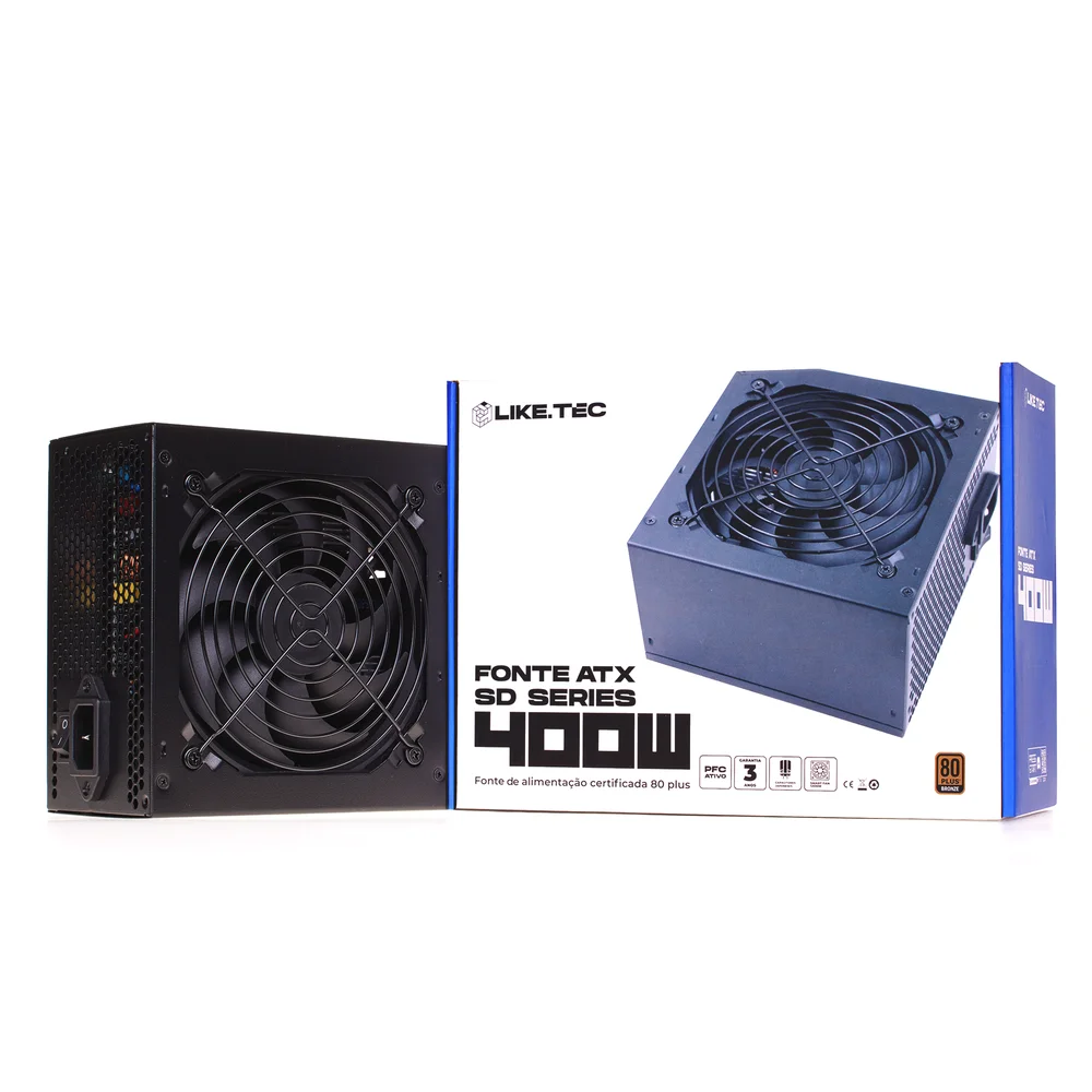 Imagem 4 de 5 do produto Fonte Liketec Steel Diamond 400w 80 Plus Bronze Pfc Ativo