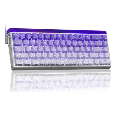 Teclado Gamer Aula Hero 68he, 68 Teclas, Switch Magnético Hall Effect, Rapid Trigger, 8000hz, Pbt, RGB, Com Fio Usb-c - Roxo Contour Lines