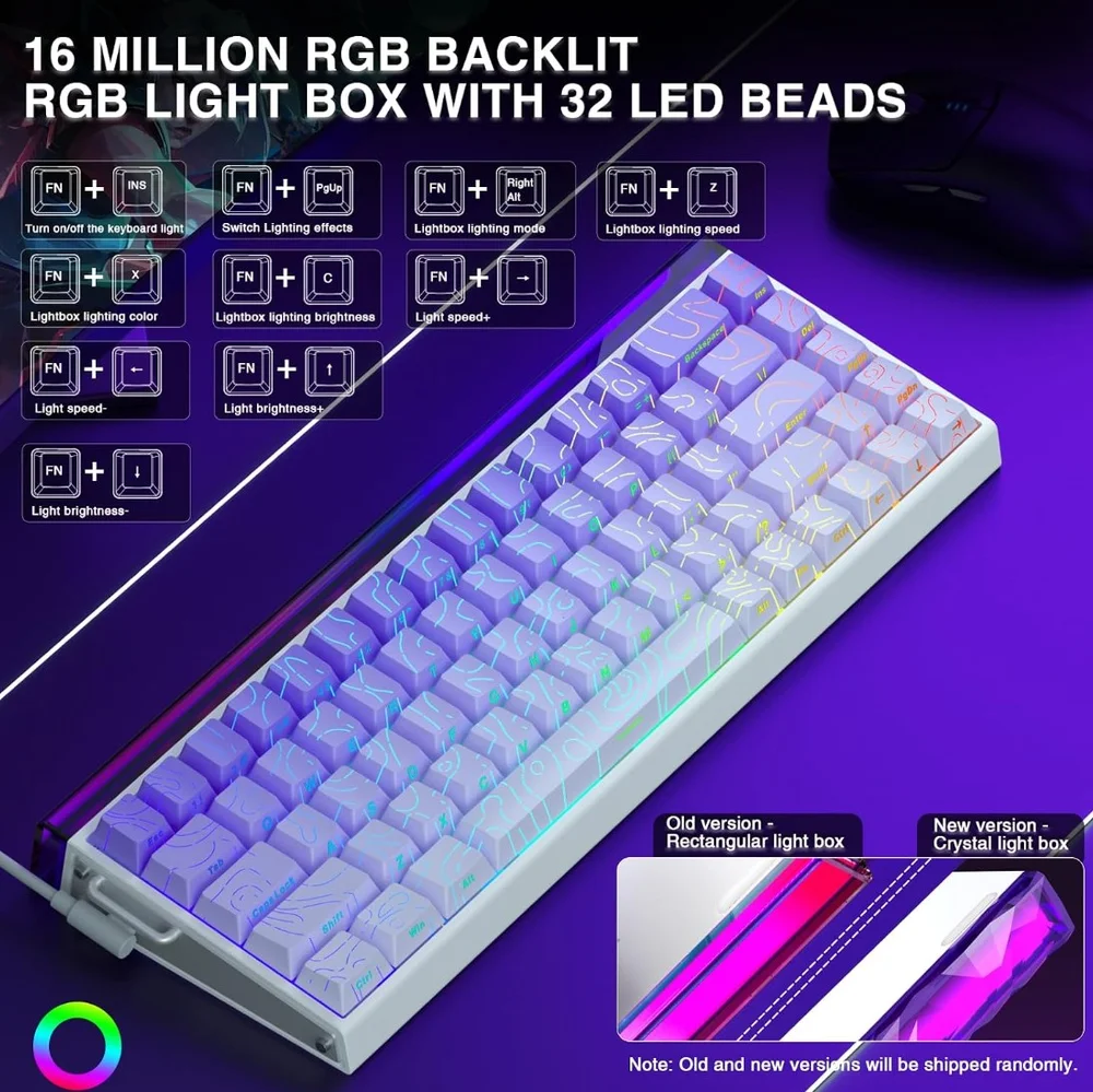 Imagem 3 de 5 do produto Teclado Gamer Aula Hero 68he, 68 Teclas, Switch Magnético Hall Effect, Rapid Trigger, 8000hz, Pbt, RGB, Com Fio Usb-c - Roxo Contour Lines