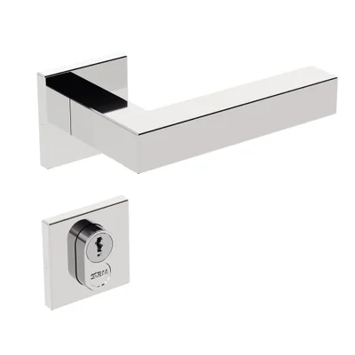 Fechadura Externa Inox Home Ix420 55mm Roseta Quadrada Rq2 Inox Polido Stam