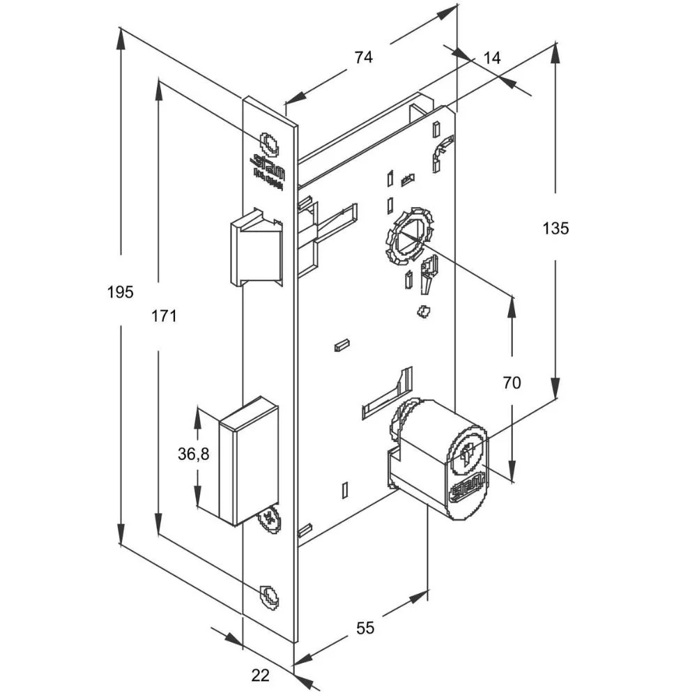 Imagem 3 de 5 do produto Fechadura Externa Inox Home Ix420 55mm Roseta Quadrada Rq2 Inox Polido Stam