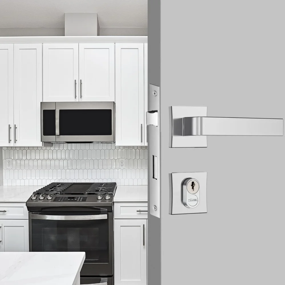 Imagem 5 de 5 do produto Fechadura Classic 3800 Externa Roseta Quadrada Cromado 55mm Stam