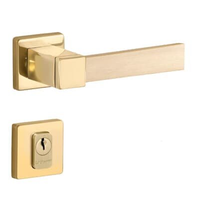 Fechadura Conceito Pieter Externa 55mm Latão Polido Dourado E Latão Acetinado Lockwell