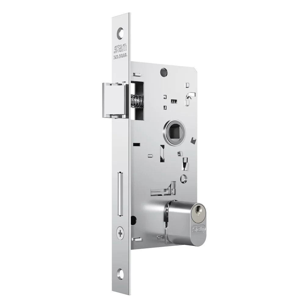 Imagem 4 de 5 do produto Fechadura Externa 803/37 Roseta Redonda Inox Escovado 40mm Stam