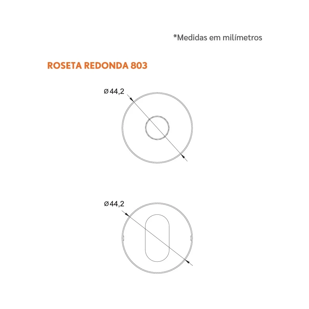 Imagem 5 de 5 do produto Fechadura Externa 803/37 Roseta Redonda Inox Escovado 40mm Stam
