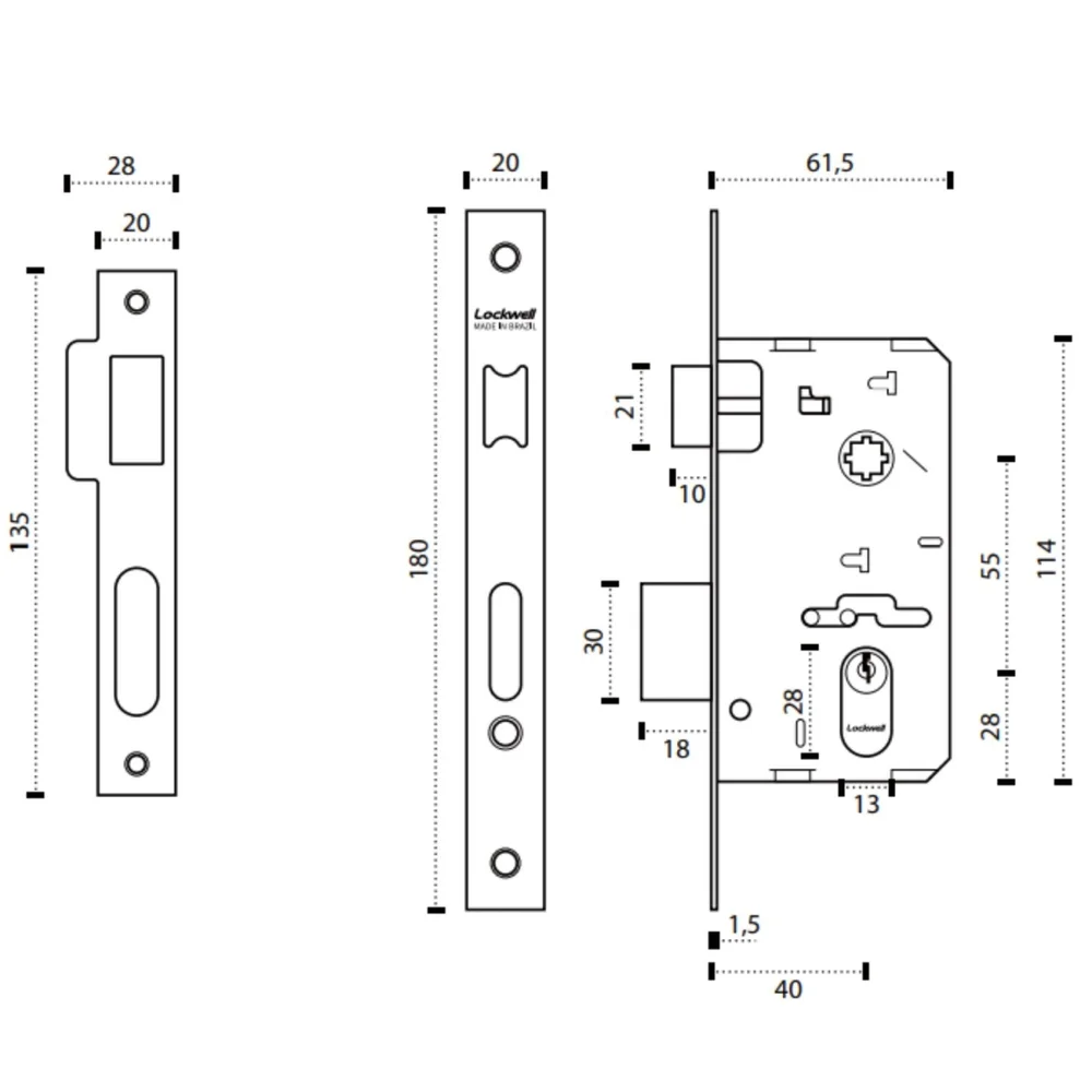 Imagem 2 de 5 do produto Fechadura Light Set Externa 40mm Cromada K13-20/007 Lockwell