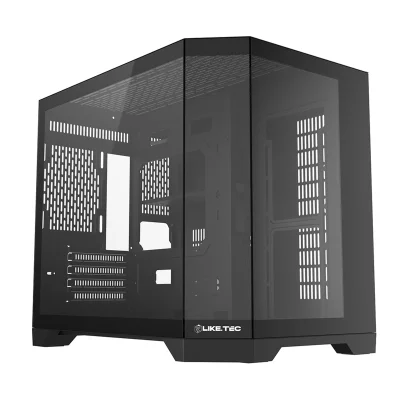 Gabinete Gamer Liketec Ilusion Dark Vidro Temperado Mid Tower  Sem Fan
