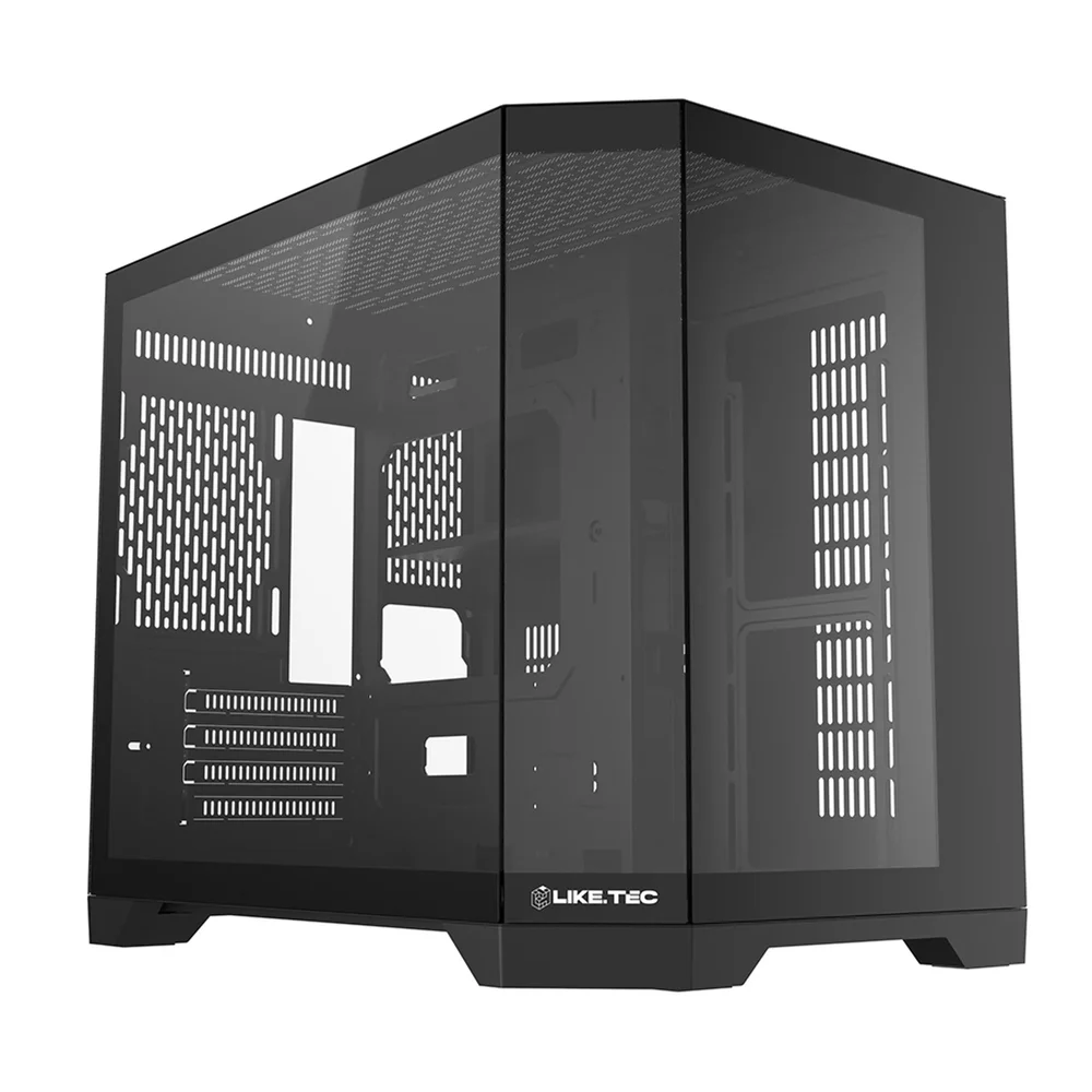 Gabinete Gamer Liketec Ilusion Dark Vidro Temperado Mid Tower  Sem Fan