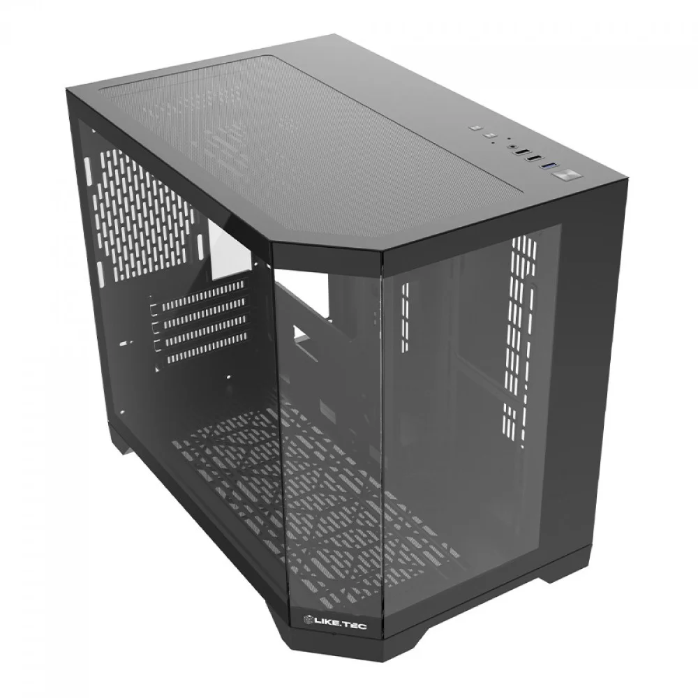 Imagem 3 de 5 do produto Gabinete Liketec Ilusion Dark Mini Tower Vidro Temperado Usb S/fans Preto