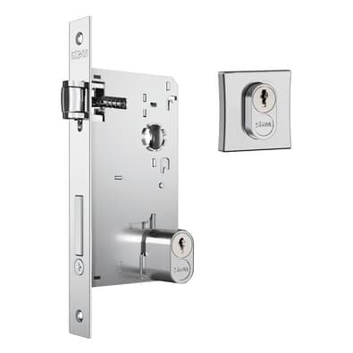 Fechadura 1601 Rolete Para Porta Pivotante Roseta Quadrada Cromada 55mm Stam