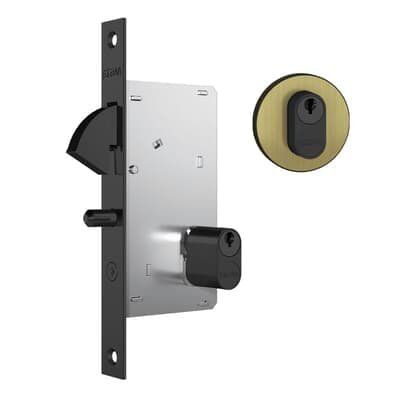 Fechadura Para Porta De Correr 950 Externa Roseta Redonda Oxidado E-coat 45mm Stam