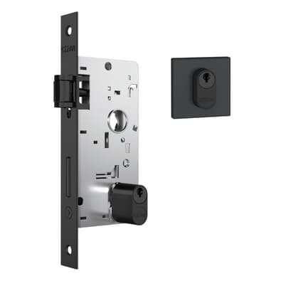 Fechadura 803 Externa Rolete Pivotante 40mm Roseta Quadrada1 Preto Fosco Black Stam