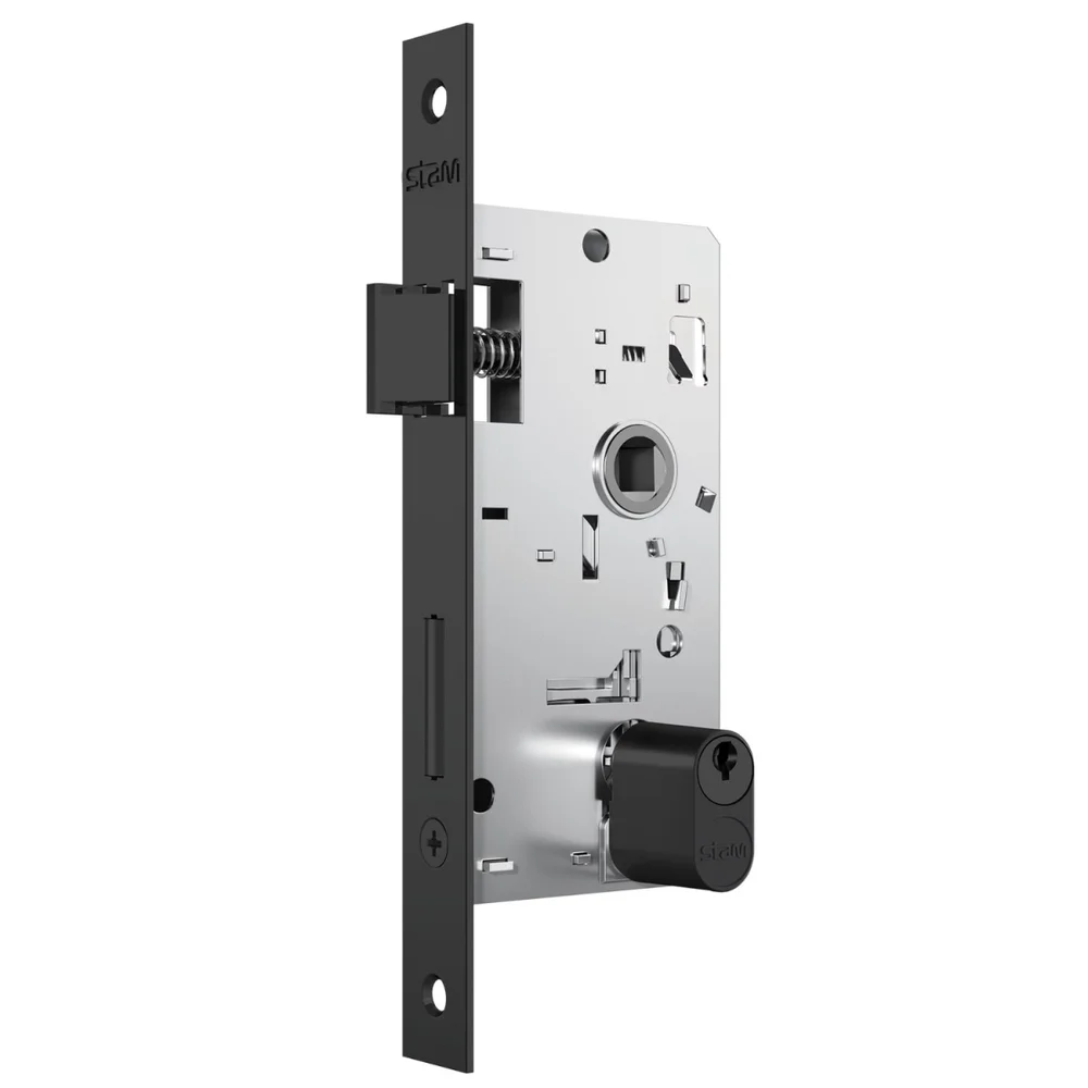 Imagem 5 de 5 do produto Fechadura Externa 803/37 Roseta Redonda Preto Fosco 40mm Stam
