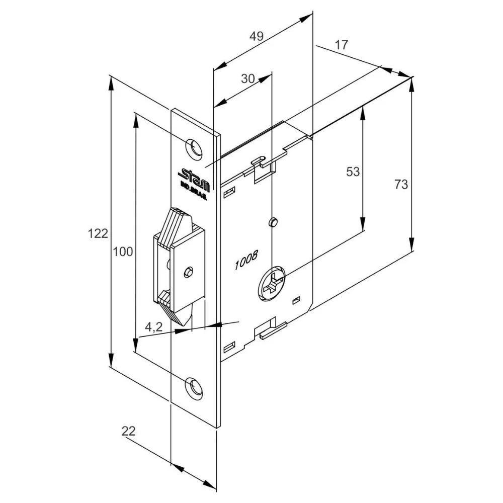 Imagem 4 de 4 do produto Fechadura 1008 Par Trava Auxiliar Tetra Chave Porta Correr/bater Roseta Redonda Cromada 30mm Stam