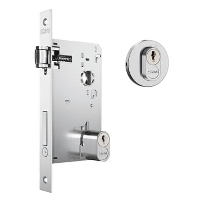 Fechadura 1601 Rolete Para Porta Pivotante Roseta Redonda Cromada 55mm Stam