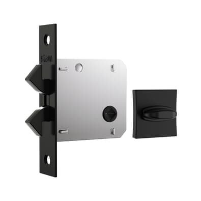 Fechadura Porta De Correr 1006s Banheiro Roseta Quadrada Classic Preto Fosco 45mm Stam