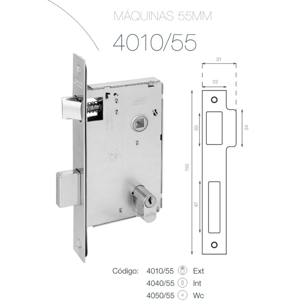 Imagem 4 de 4 do produto Fechadura Interna Lm 55mm Preta 4080595/55 Zep Black Arouca