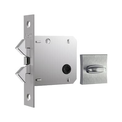Fechadura Para Porta De Correr 1006s Banheiro Roseta Quadrada Classic Cromo Escovado 45mm Stam