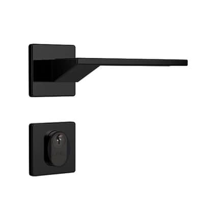 Fechadura Externa Mz440 St2 R202 55mm Roseta Preto Fosco Squadro Design Papaiz