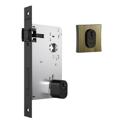 Fechadura 1601 Rolete Para Porta Pivotante Roseta Quadrada Antique 55mm Stam