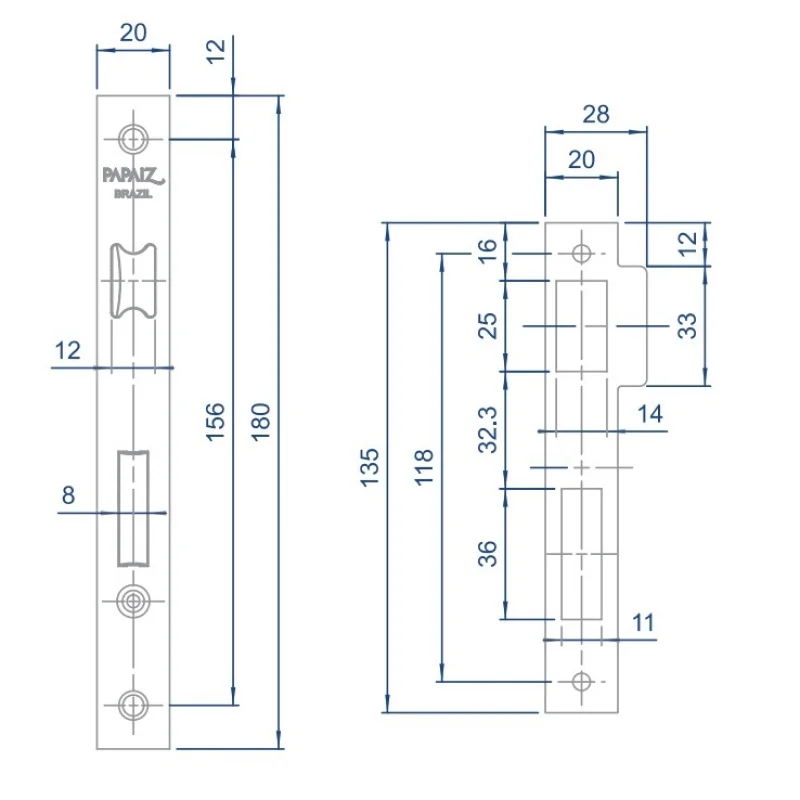 Imagem 4 de 5 do produto Fechadura Externa 3400 R260 Mz630 40mm Squadreto Roseta Cromado Design Papaiz