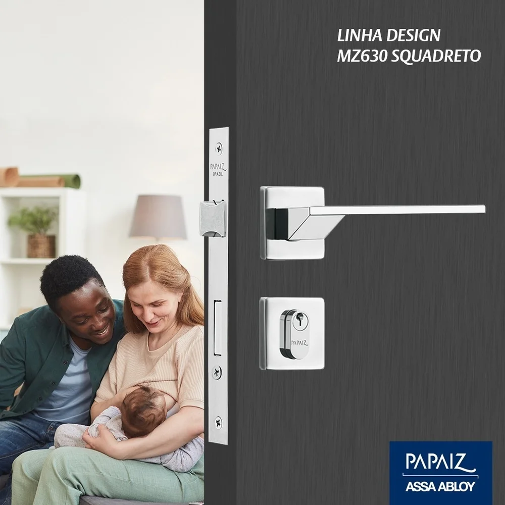 Imagem 5 de 5 do produto Fechadura Externa 3400 R260 Mz630 40mm Squadreto Roseta Cromado Design Papaiz