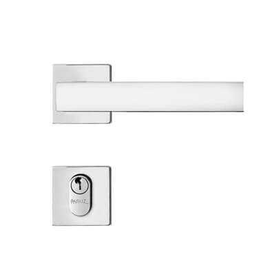 Fechadura Externa Aço Inox Mi610 St2 R242 55mm Roseta Cromada Linea Inoxvita Papaiz