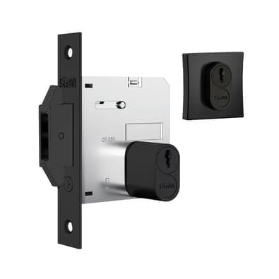 Fechadura 1006 Porta De Bater E Correr Roseta Quadrada Black Preto 45mm Stam