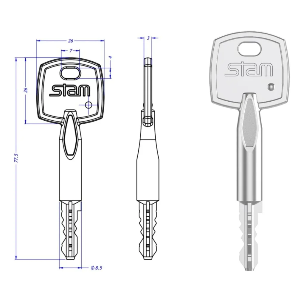 Imagem 4 de 5 do produto Fechadura De Segurança Trava Auxiliar 1004 Tetra Chave Roseta Quadrada1 Escovado 40mm Stam