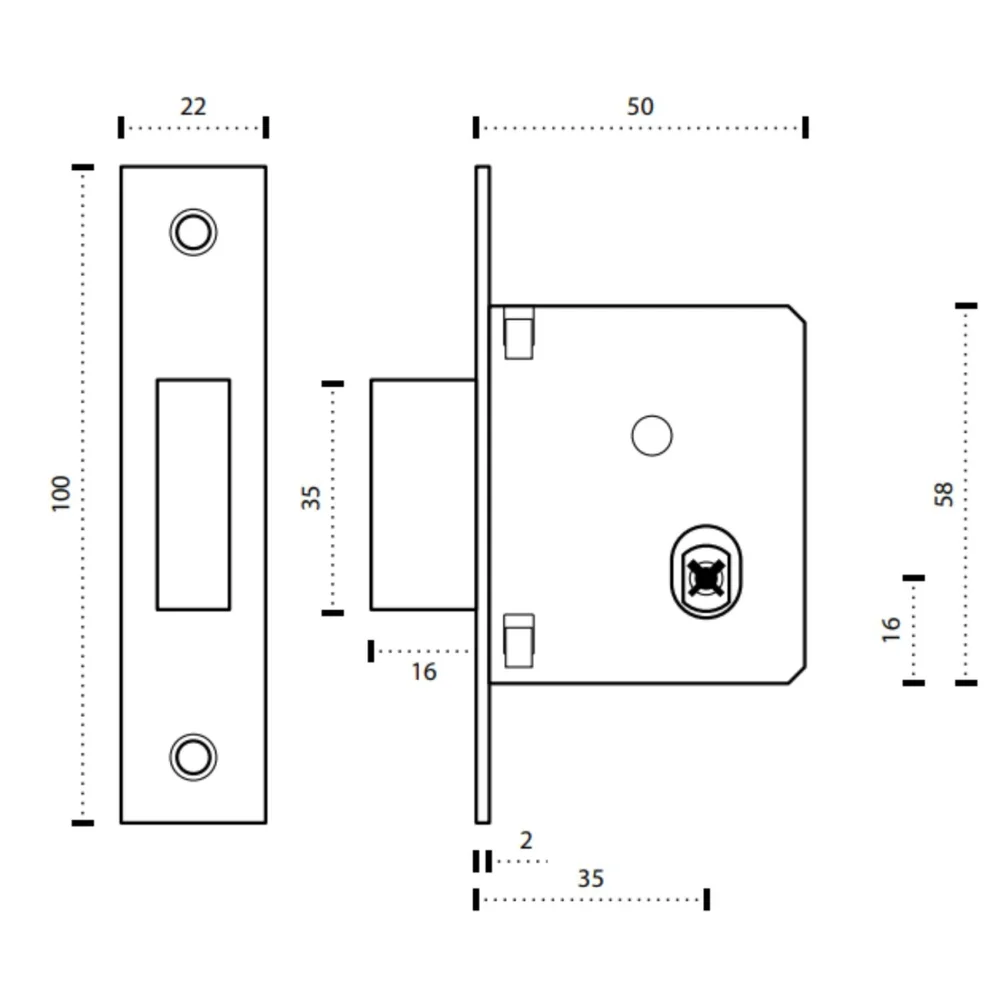 Fechadura Tetra Auxiliar Supertrava Quadrichave 35mm Inox 920 Lockwell