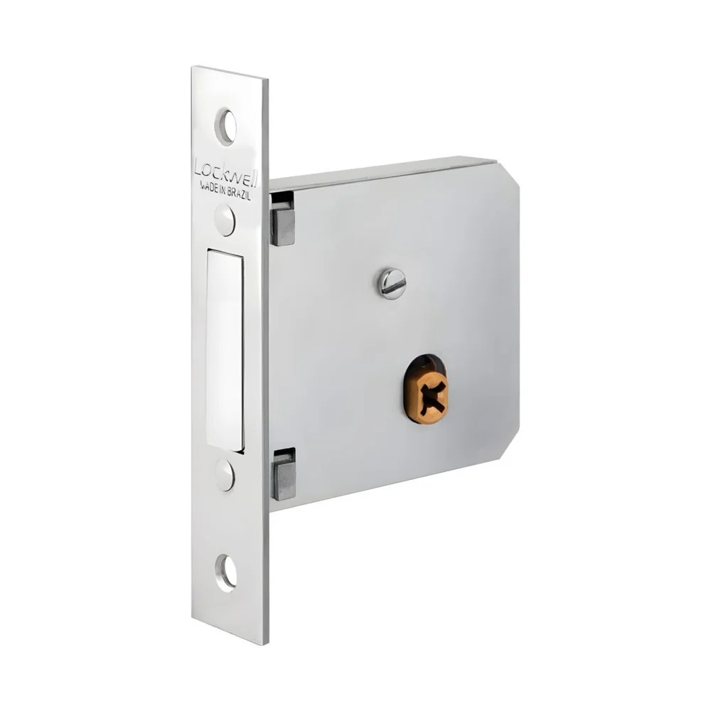 Imagem 2 de 5 do produto Fechadura Tetra Auxiliar Supertrava Quadrichave 40mm Redonda Cromada 911 Lockwell