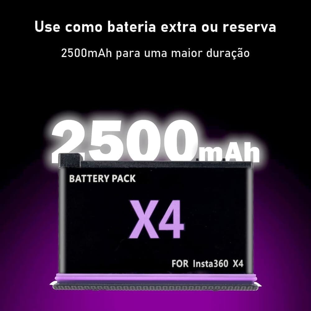 Bateria Recarregável 2500mah Para Câmera Insta360 X4