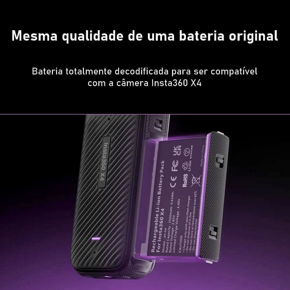 Bateria Recarregável 2500mah Para Câmera Insta360 X4