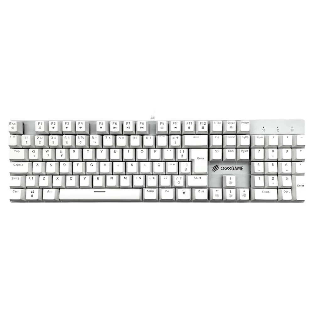 Imagem 2 de 4 do produto Teclado Mecânico Gamer Oex, Guardian, RGB, Switch Outemu Red, Abnt2, Branco, Numérico