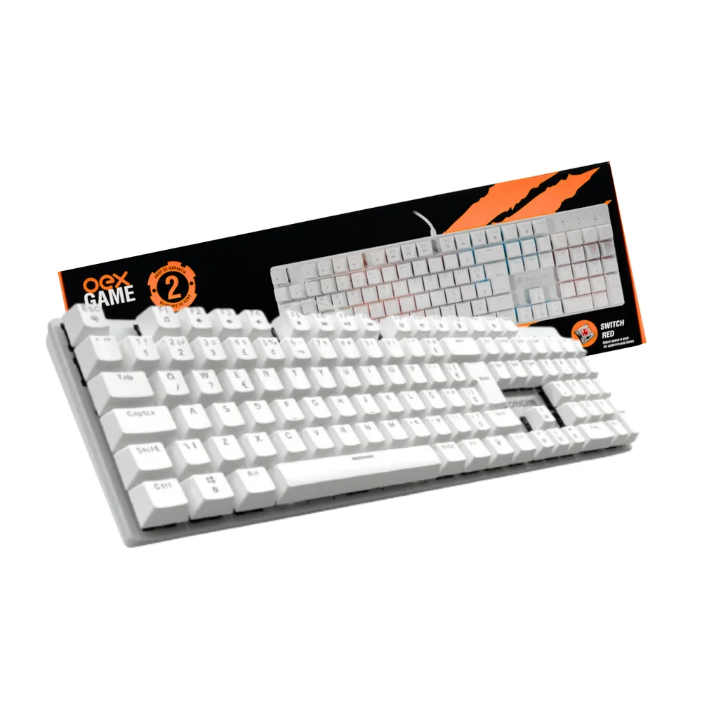 Imagem 3 de 4 do produto Teclado Mecânico Gamer Oex, Guardian, RGB, Switch Outemu Red, Abnt2, Branco, Numérico