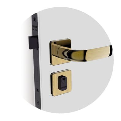 Fechadura Externa Icaro Reta Roseta Quadrada Ros24 Antique Brass 40mm (40x53 Py53) Soprano