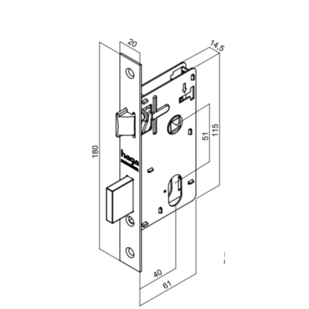 Imagem 4 de 4 do produto Fechadura Nano Interna Roseta 520 Quadrada M139 40mm Preta Haga