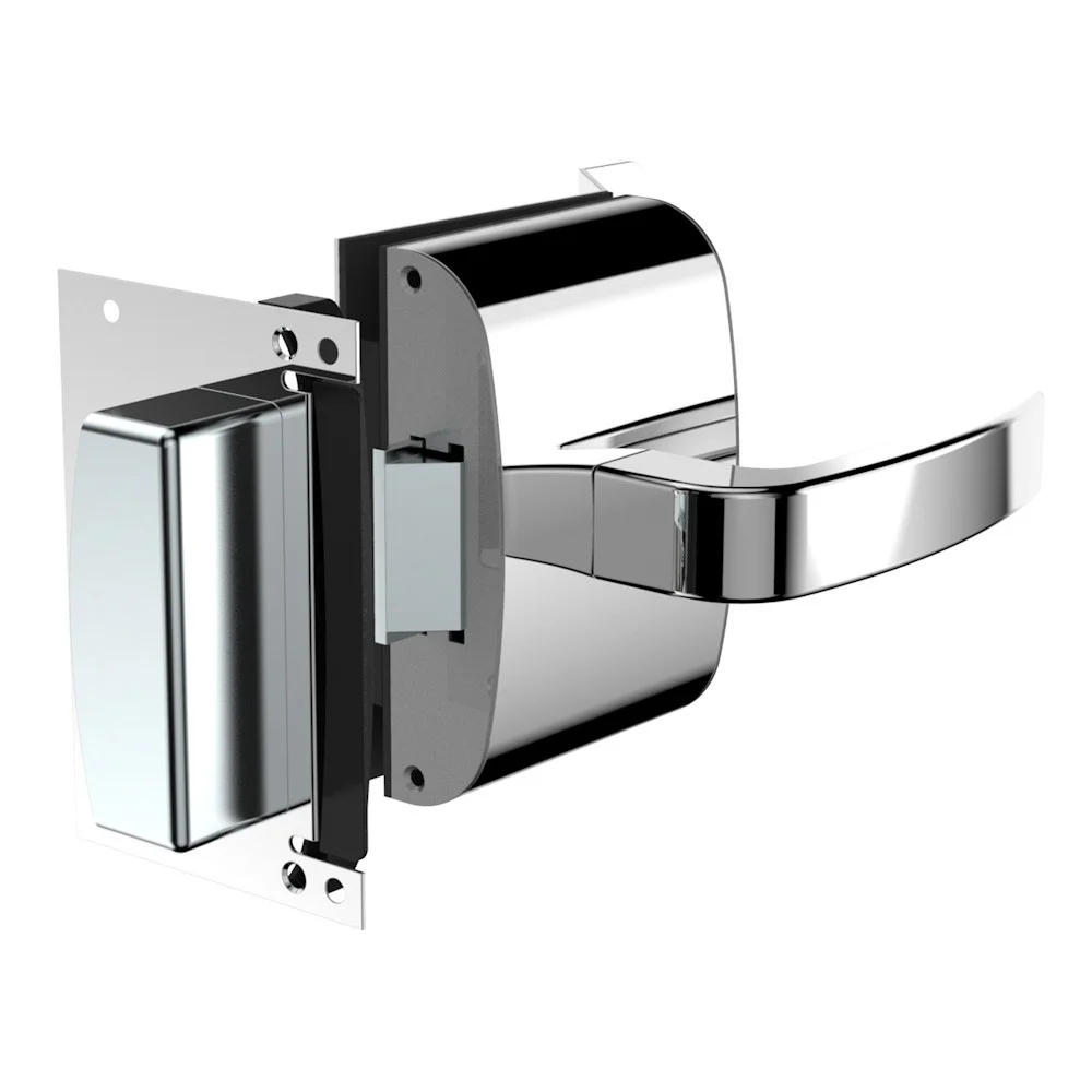 Fechadura Elétrica Para Vidro 12v Vidro-alvenaria Recorte Santa Marina Externa Reta Inox Polido Py Soprano