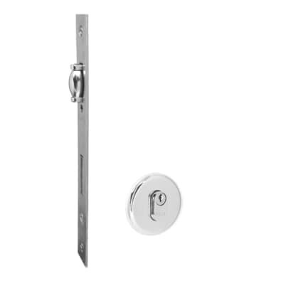 Fechadura Rolete Externa Multiponto 55mm Roseta 528 Redonda Inox Polido Haga